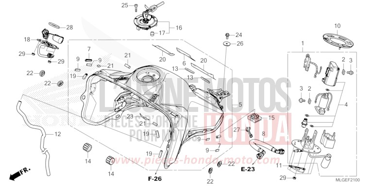 RESERVOIR A CARBURANT/POMPE A CARBURANT (1) de Africa Twin DCT GRAND PRIX RED (R380B) 2023